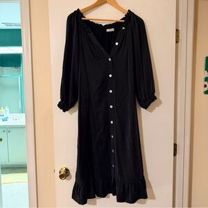 Sleeper Black Silk Midi Dress